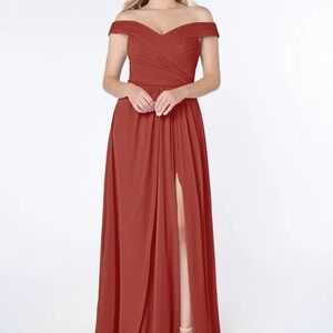 Azazie Audrianna dress in terracotta